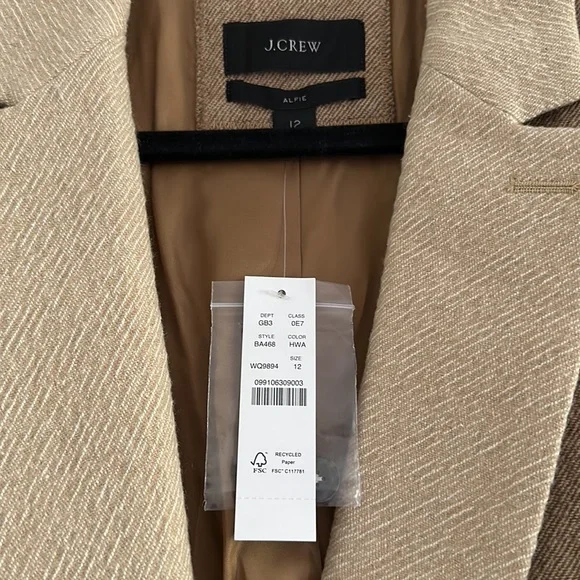 *NWT* J.Crew Alfie Blazer with Contrast Collar in Italian Cotton-Wool - Picture 4 of 6